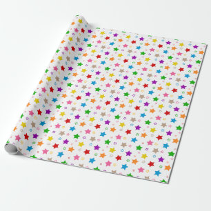 Farbenfrohes Sterne-Musterdesign Weiß Geschenkpapier