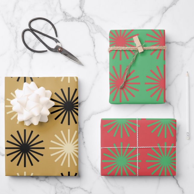 Farbenfrohes Sternenmuster Geschenkpapier Set (Vorderseite)
