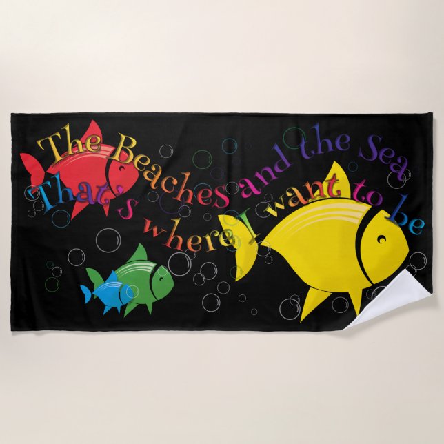 Farbenfrohes Strandtuchdesign mit Fischen #2 Strandtuch (Vorderseite)