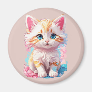 Farbenfrohes Süßes Kawaii Kätzchen Magnet