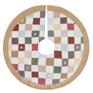 Farbenfrohes Süßes Monogramm Pastell Karo Polyester Weihnachtsbaumdecke