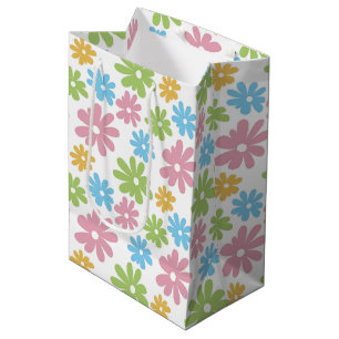 Farbenfrohes süßes Retro-Sommer-Blumenkunst-Muster Mittlere Geschenktüte
