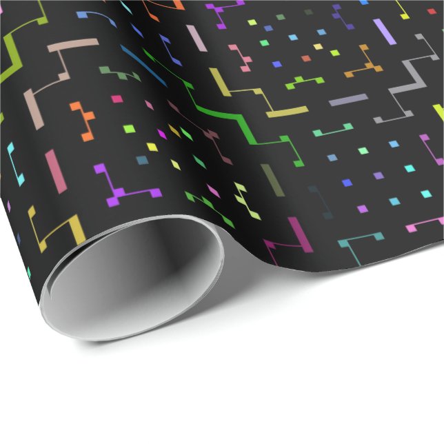 Farbenfrohes Tech-Coding-Elektronik-Muster  Geschenkpapier (Rolleneckpunkt)
