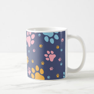 Farbenfrohes Tierpfotenabdruckmuster Kaffeetasse