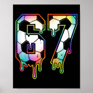 Farbenfrohes Tröpfelnd 67 Varsity Nummer Fußball H Poster