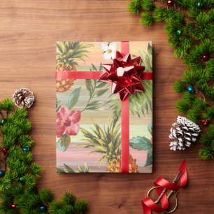 Farbenfrohes tropisches Ananas-Frucht-Blumenmuster Geschenkpapier