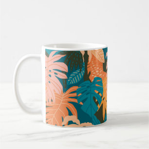 Farbenfrohes tropisches Blätter-Muster Kaffeetasse