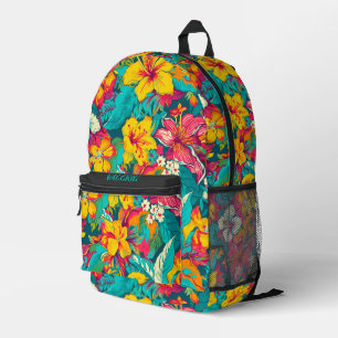 Farbenfrohes tropisches Blumenmuster Bedruckter Rucksack