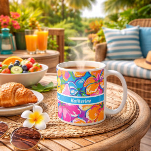Farbenfrohes tropisches Blumenmuster Kaffeetasse