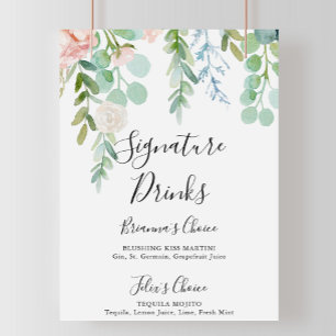 Farbenfrohes tropisches florales Signature-Drinks- Poster