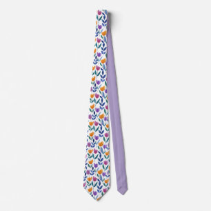 Farbenfrohes Tulpen-Blumenmuster Krawatte