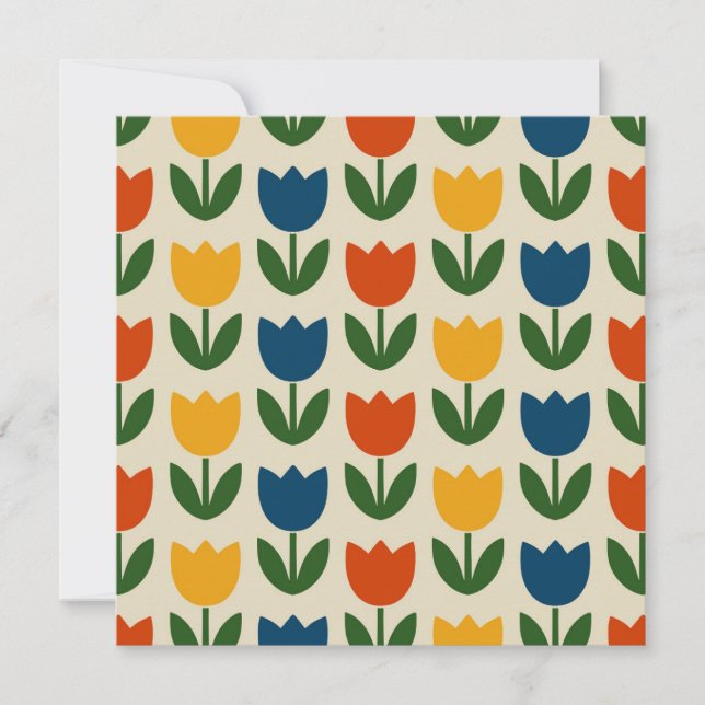 Farbenfrohes Tulpenmuster Einladung (Vorderseite)