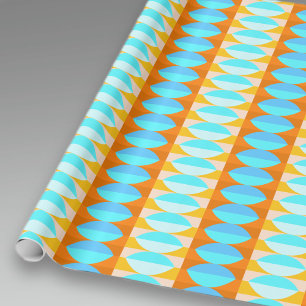 Farbenfrohes Türkis Blau Orange Gelb Muster Geschenkpapier