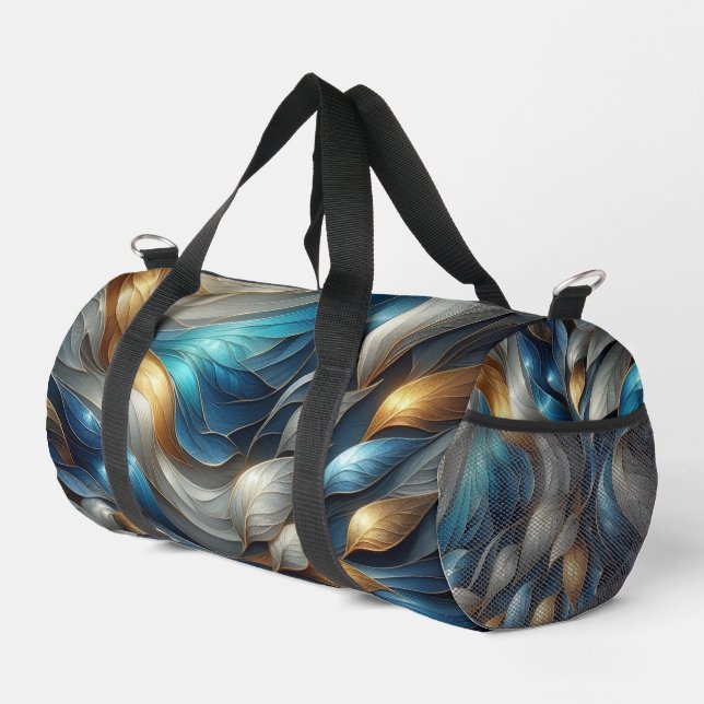Farbenfrohes Türkisblau Abstrakt  Duffle Bag (Rechte Ecke)