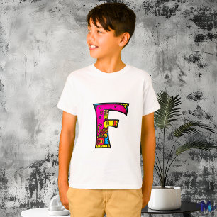 Farbenfrohes und lustiges Monogramm F tribal und D T-Shirt