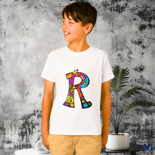 Farbenfrohes und lustiges Monogramm R Stammes- und T-Shirt