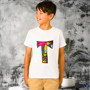 Farbenfrohes und lustiges Monogramm T tribal und D T-Shirt
