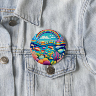 Farbenfrohes Unterwasser unter dem Regenbogen Button