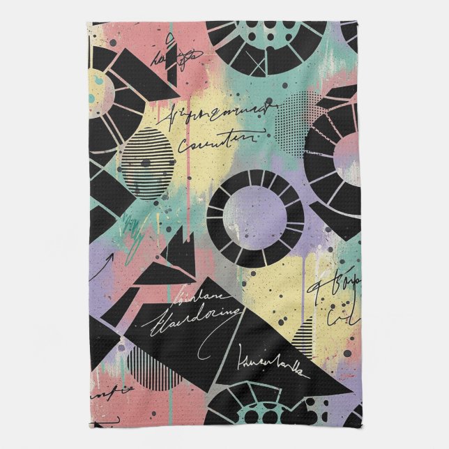 Farbenfrohes urbanes Graffiti-Muster (10) Geschirrtuch (Vertikal)