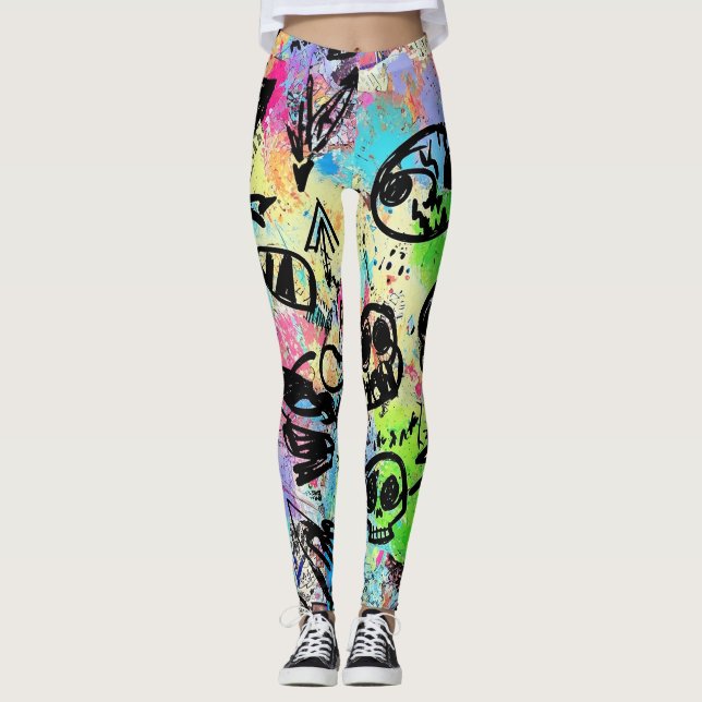 Farbenfrohes urbanes Graffiti-Muster (1) Leggings (Vorderseite)