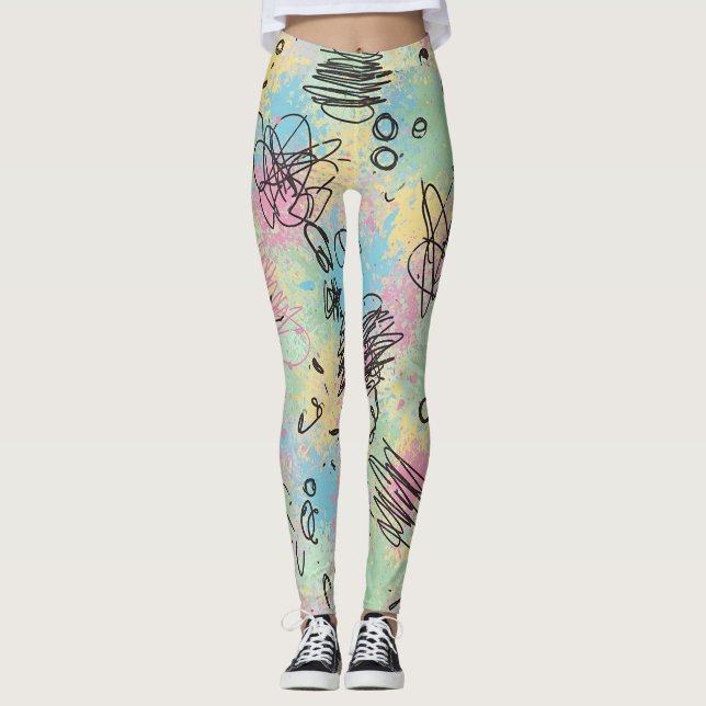 Farbenfrohes urbanes Graffiti-Muster (4) Leggings (Vorderseite)