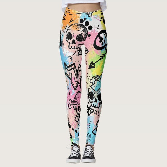 Farbenfrohes urbanes Graffiti-Muster (6) Leggings (Vorderseite)