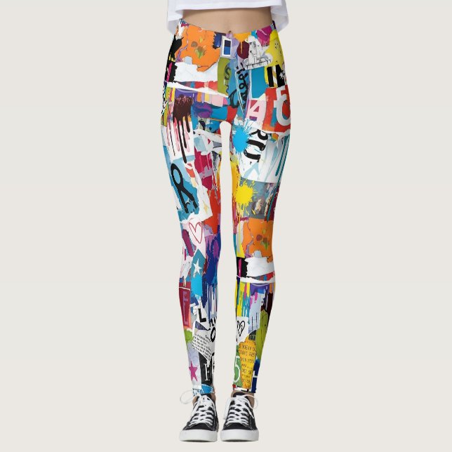 Farbenfrohes urbanes Graffiti-Muster (8) Leggings (Vorderseite)