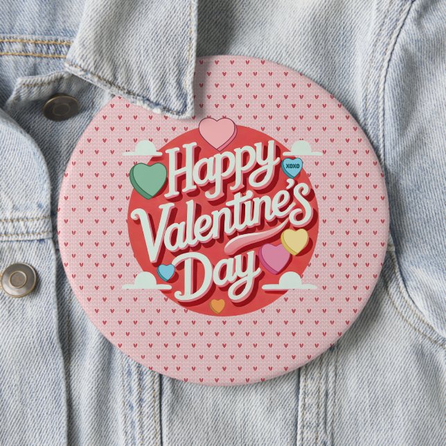 Farbenfrohes Valentinstag-Herz  Button (Beispiel)