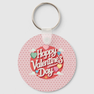 Farbenfrohes Valentinstag-Herz Schlüsselanhänger