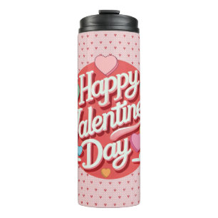 Farbenfrohes Valentinstag-Herz Thermosbecher