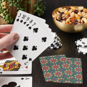 Farbenfrohes verziertes Kaleidoskop-Muster Spielkarten