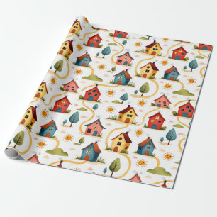 Farbenfrohes Viertel-Makler-Geschenkpapier Geschenkpapier