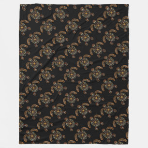 Farbenfrohes vintage Schildkröten-Design Fleecedecke