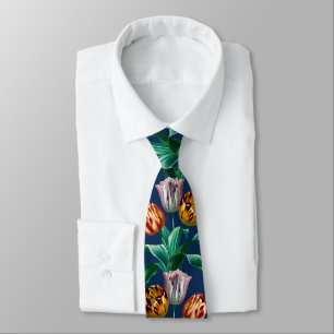 Farbenfrohes vintage Wasserfarbe Tulpen Blumen Mus Krawatte