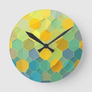 Farbenfrohes Waben-Geometrisches Muster Runde Wanduhr