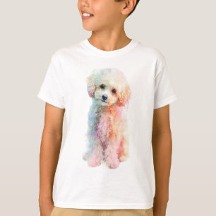 Farbenfrohes Wasserfarben-Pudel-Welpen-Porträt für T-Shirt
