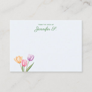 Farbenfrohes Wasserfarben-Tulpenbouquet mit indivi Mitteilungskarte