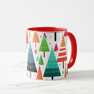 Farbenfrohes Weihnachtsbäume-Muster Tasse