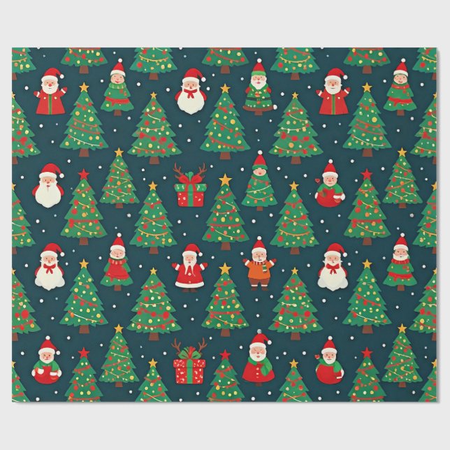 Farbenfrohes Weihnachtsmuster, Geschenkpapier (Flach)