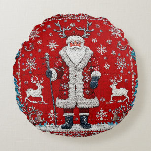 Farbenfrohes Weihnachtsmuster Rundes Kissen