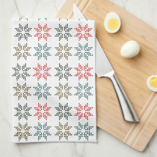 Farbenfrohes Weihnachtsstern-Christmas-Chic-Muster Geschirrtuch