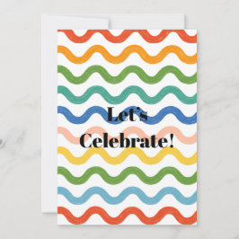 Farbenfrohes, wellenförmiges Regenbogen-Design Einladung