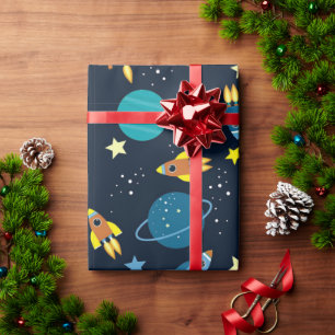 Farbenfrohes Weltraum-Muster Geschenkpapier