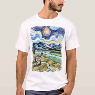 Farbenfrohes Yellowstone-Nationalpark Wolfheulen T-Shirt