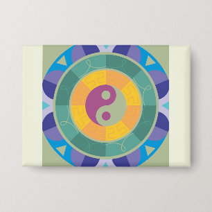Farbenfrohes Yin-Yang-Muster Button