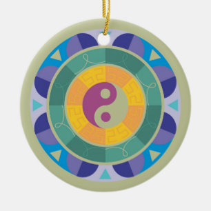 Farbenfrohes Yin-Yang-Muster Keramik Ornament