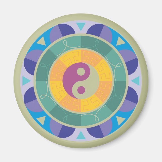 Farbenfrohes Yin-Yang-Muster Magnet (Vorne)