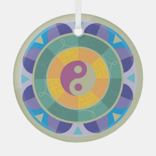 Farbenfrohes Yin-Yang-Muster Ornament Aus Glas