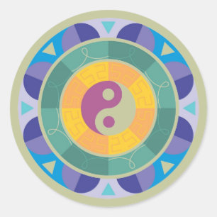 Farbenfrohes Yin-Yang-Muster Runder Aufkleber