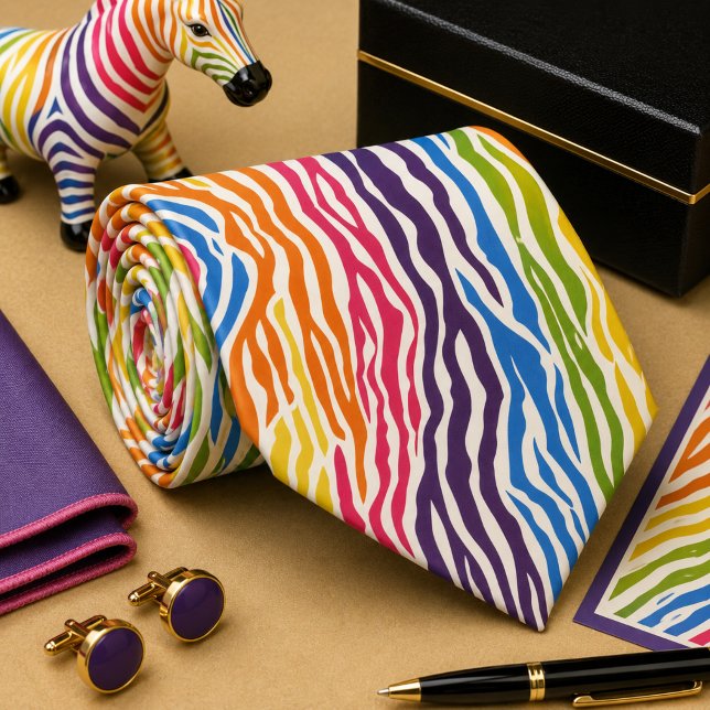 Farbenfrohes Zebra Wildtier-Muster Krawatte (Von Creator hochgeladen)